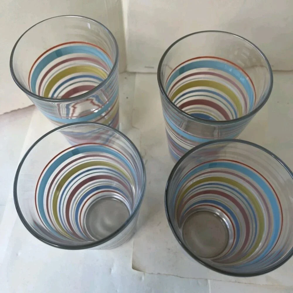 Vintage Culver Fiesta Highball Glasses Set of 4 Gold Barware